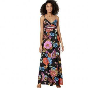 *NWT Trina Turk Women's $172 Electric Reef Long Floral Maxi Dress Size Medium
